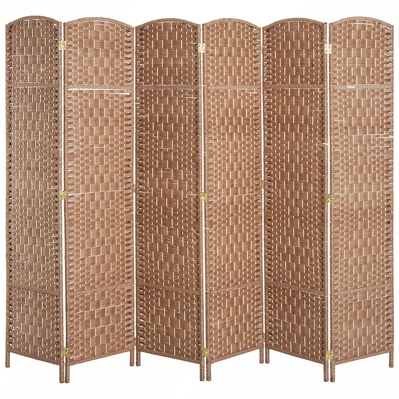 6' Tall Wicker Weave 6 Panel Room Divider Privacy Screen
