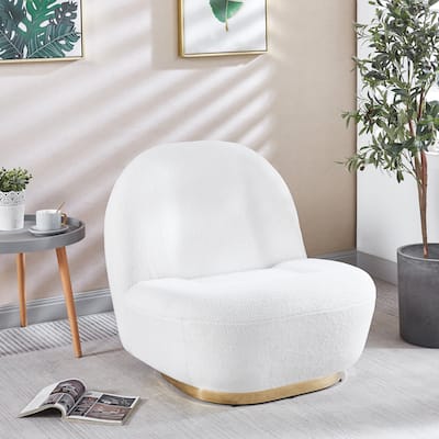 Modern Velvet Swivel Accent Chair, Swivel Barrel Chair with Gold Finish Stainless Steel Base
