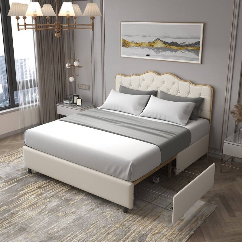 78" buckle-shaped backrest, sponge soft bag, with four storage drawers, comfortable and elegant