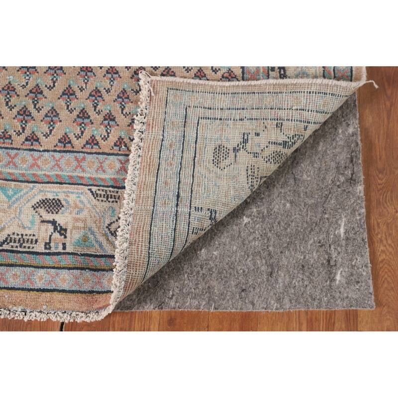 Geometric Botemir Persian Vintage Runner Rug Handmade Wool Carpet - 3'5" x 10'2"