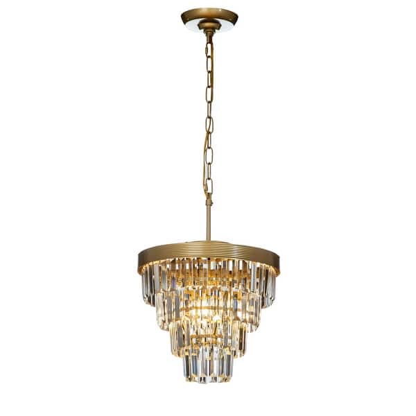 slide 2 of 10, Glam Cone Shape Tierd Crystal Chandelier W 13" x H 12"