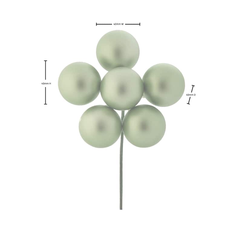 40mm Shatterproof Plastic 6 Bunch Matt Stemball Set of 6