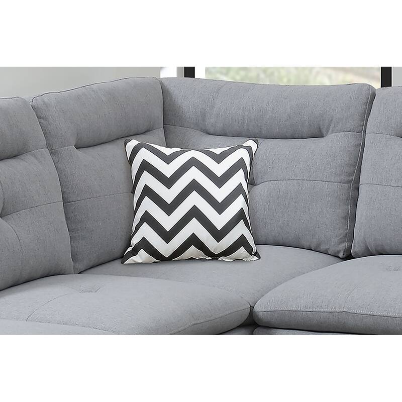 Bobkona Zane Linen 3-piece Sectional Set with Cocktail Ottoman