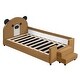 preview thumbnail 6 of 13, Twin Brown Upholstered Bed Daybed Frame with Bear Shaped Headboard, Hydraulic System & Breathable Mesh Fence for Boys Girls