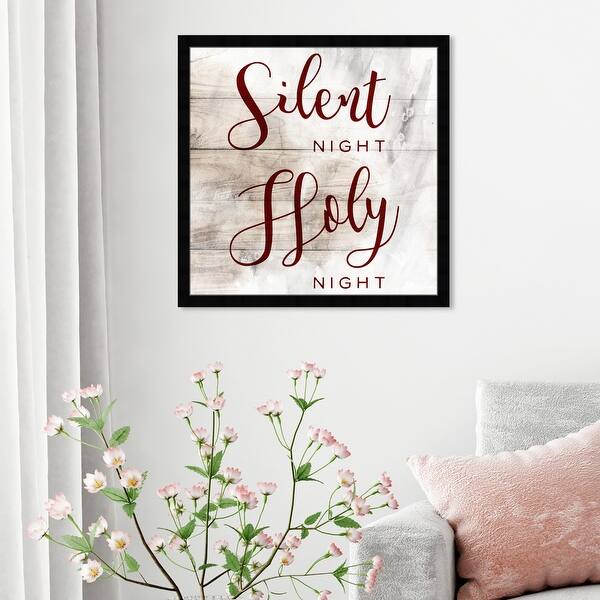 slide 1 of 27, Oliver Gal 'Silent Night Holy Night' Holiday and Seasonal Framed Wall Art Prints Holidays - Red, Brown 24 x 24 - Black