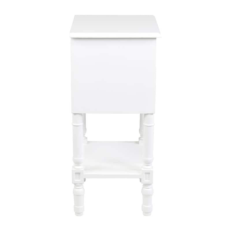 Rustic Solid Wood Side Table With Drawers And Shelf by East at Main