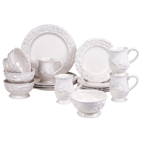 Certified Firenze 16 Piece Dinnerware Set, Service for Four - 11" Diam; 9" Di; 5.5" x 4" x 4.5"; 5.25" Di x 3"