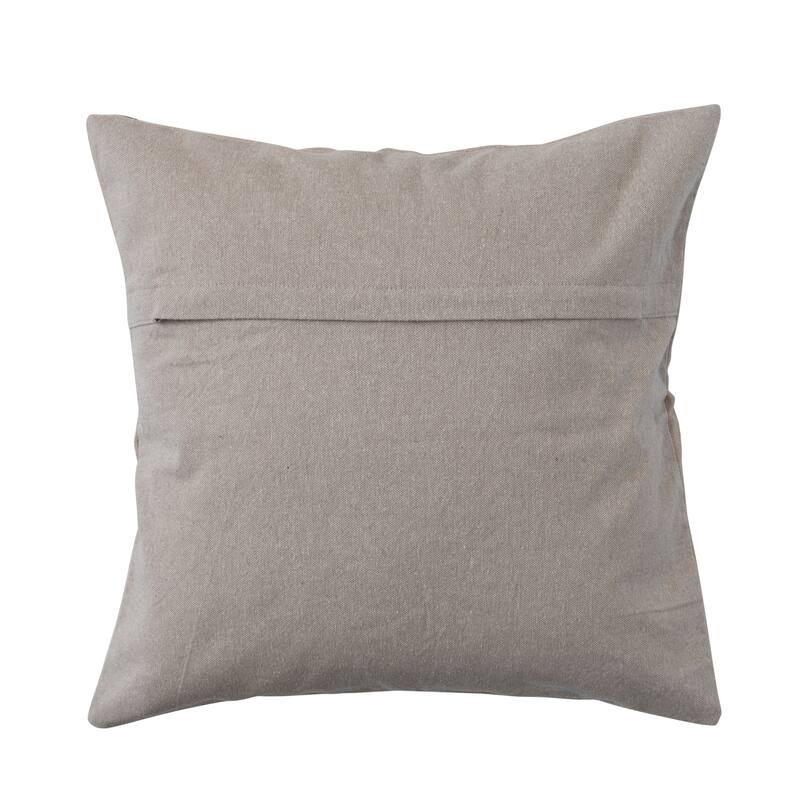 Cotton Throw Pillow Cover with Embroidered Floral Pattern and Chambray Back