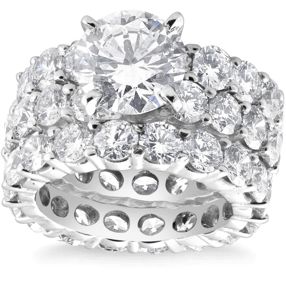 Bliss Diamond 15Ct TW Diamond Eternity Engagement Wedding Ring Set White Gold Lab Grown