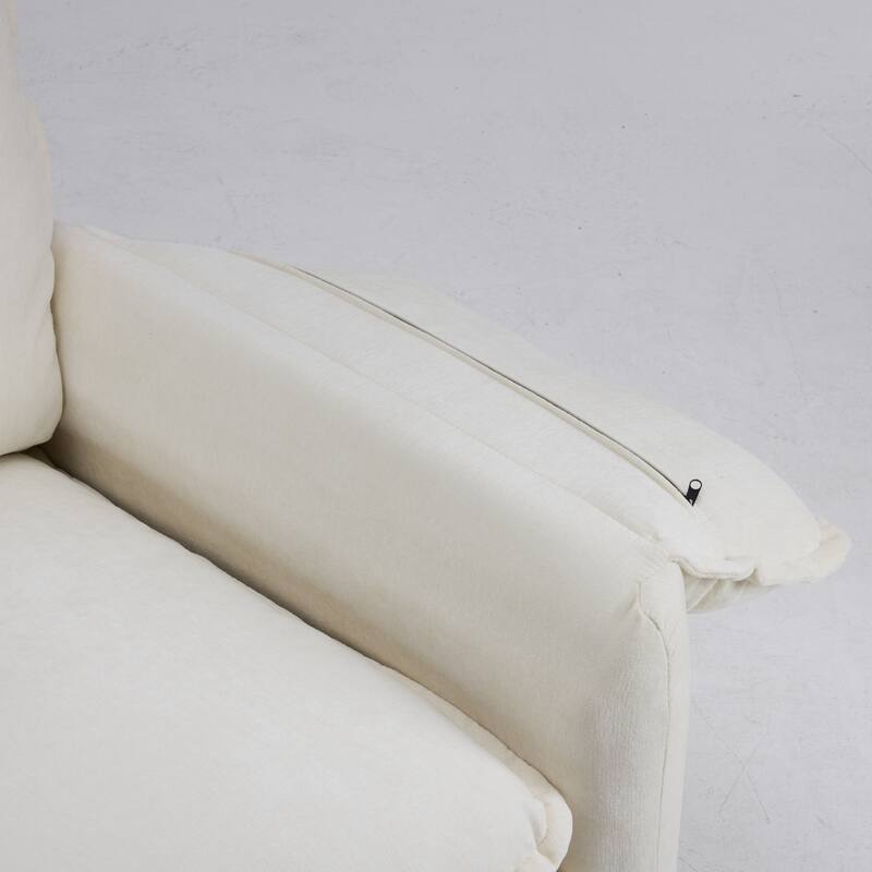 Oversized Chenille Bean Bag Chair, High Back Reading Armchair, Comfy Fluffy Sofa Chair with Cushions & Wide Seat