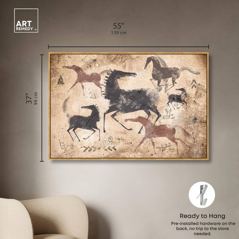 Cave Drawing Horses Canvas by Art Remedy