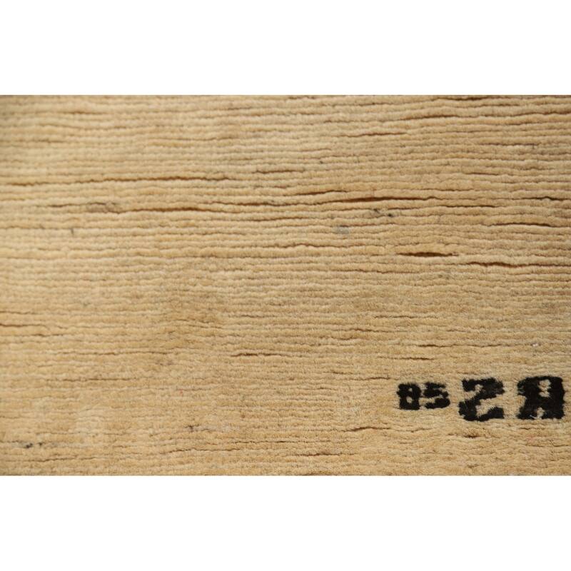 Modern Gabbeh Oriental Rug Beige Handmade Wool Carpet - 4'9"x 6'5"