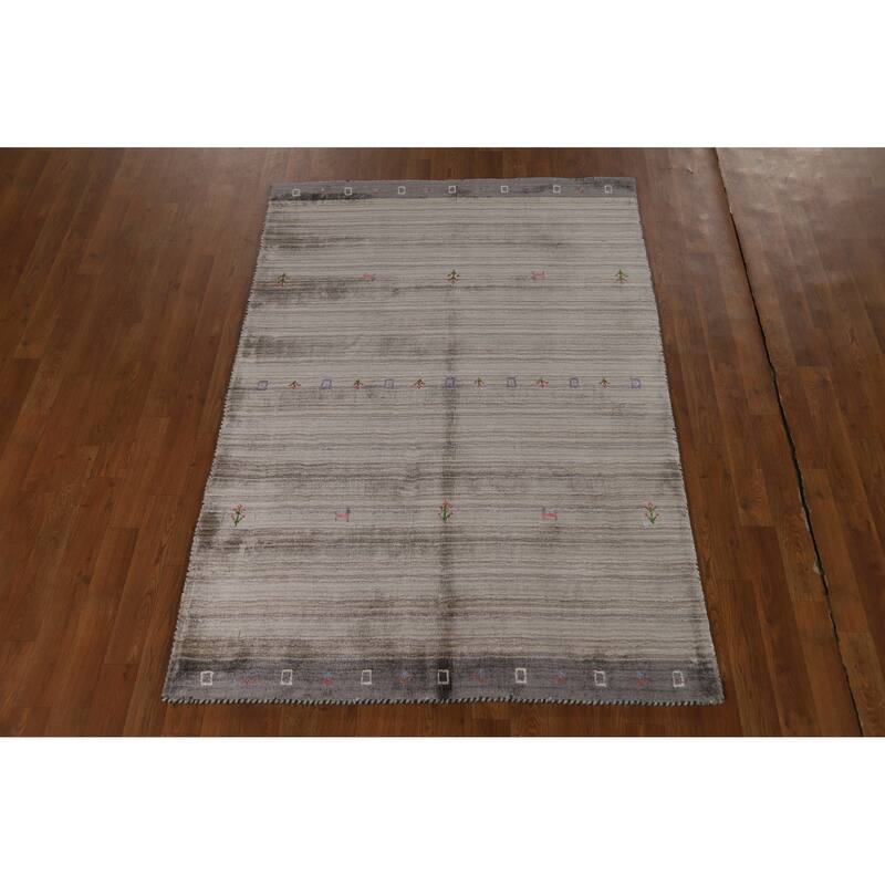 Hand Knotted Oriental 100% Wool Carpet Tribal Tribal Multi-Colored Gabbeh Area Rug - 5' 11'' X 4' 1''