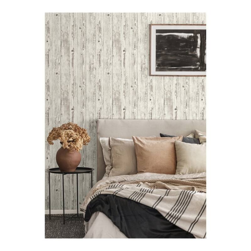 Advantage Albright White Weathered Oak Panels Wallpaper - 21 x 396 x 0.025