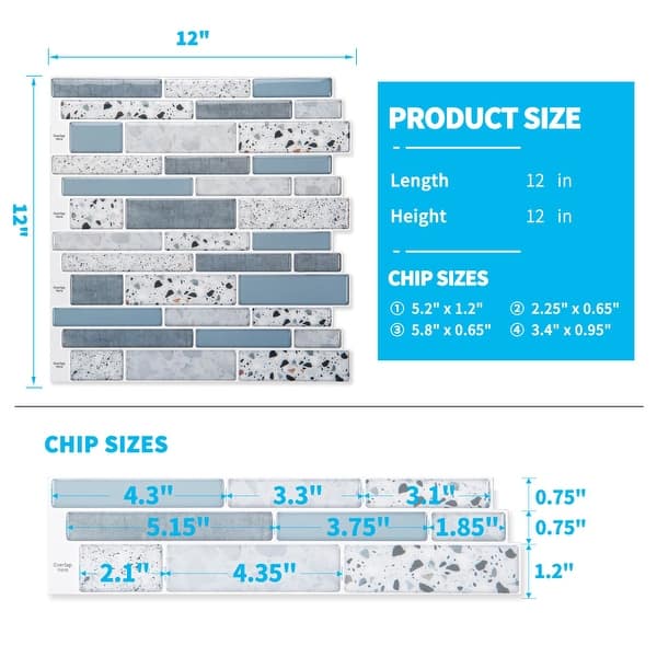 Art3d Aqura Stone Style 12 in. x 12 in. Peel and Stick Wall Tile Backsplash (10-Pack) Art3d Aqura Stone Style 12 in. x 12 in. Peel and Stick Wall Tile Backsplash (10-Pack)
