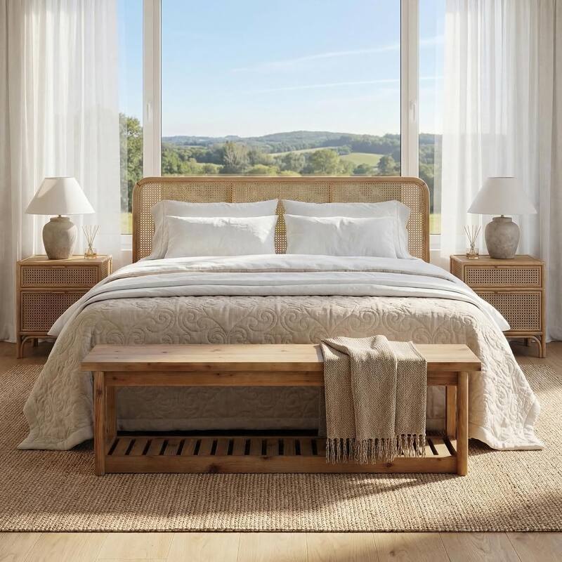 63" Entryway Bench with Storage Shoe Organizer, End of Bed Bench