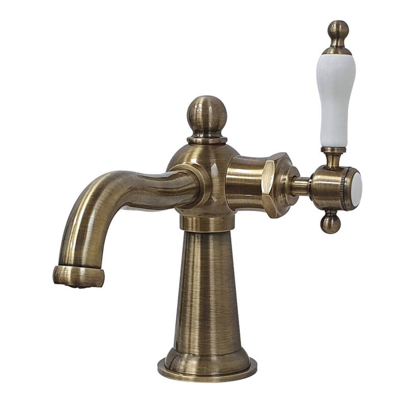 Kingston Brass Nautical Single-Handle 1-Hole Deck Mount Bathroom Faucet - Antique Brass