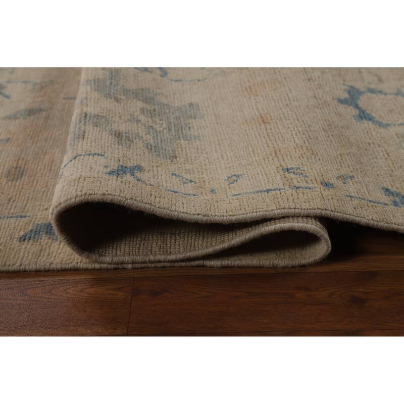Beige Oriental Oushak Turkish Area Rug Hand-Knotted Wool Carpet - 8'0"x 9'8"