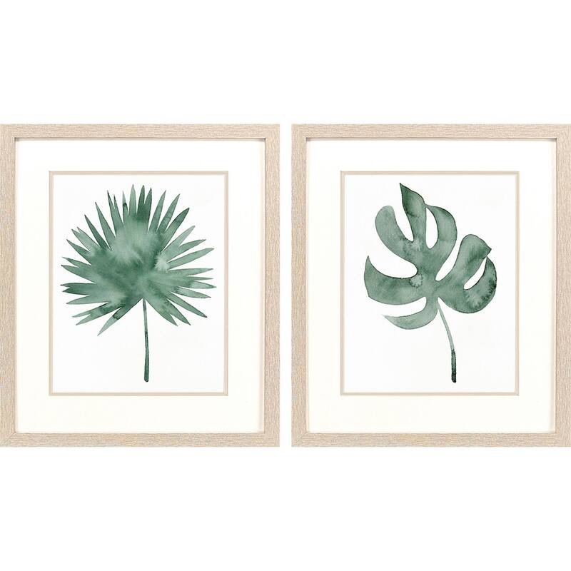 HomeRoots Set Of Two Plant Press Distressed White Framed Wall Art
