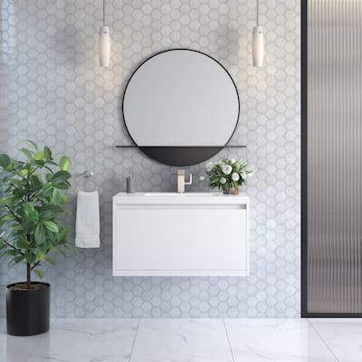 James Martin Vanities Mantova 35.4" Single Vanity Cabinet, Glossy White