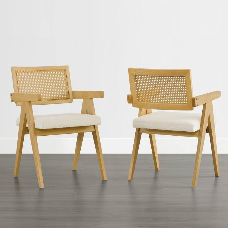 Spruce & Spring Modern American Dining Chair with Woven Rattan Back