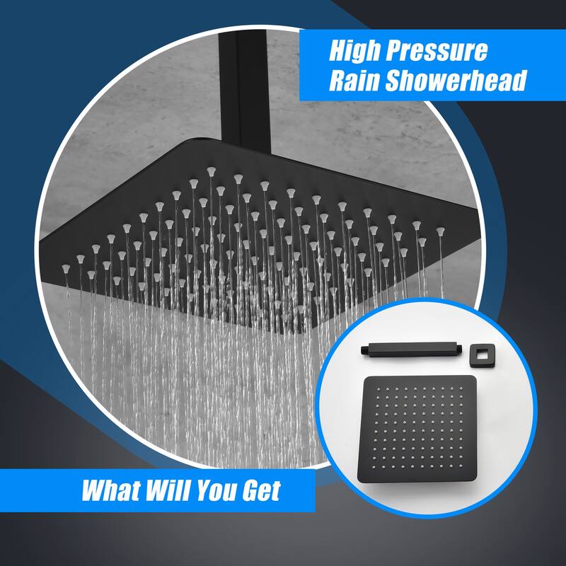 10" Square High Pressure Rain Shower Head,304 Stainless Steel Rain Shower Head