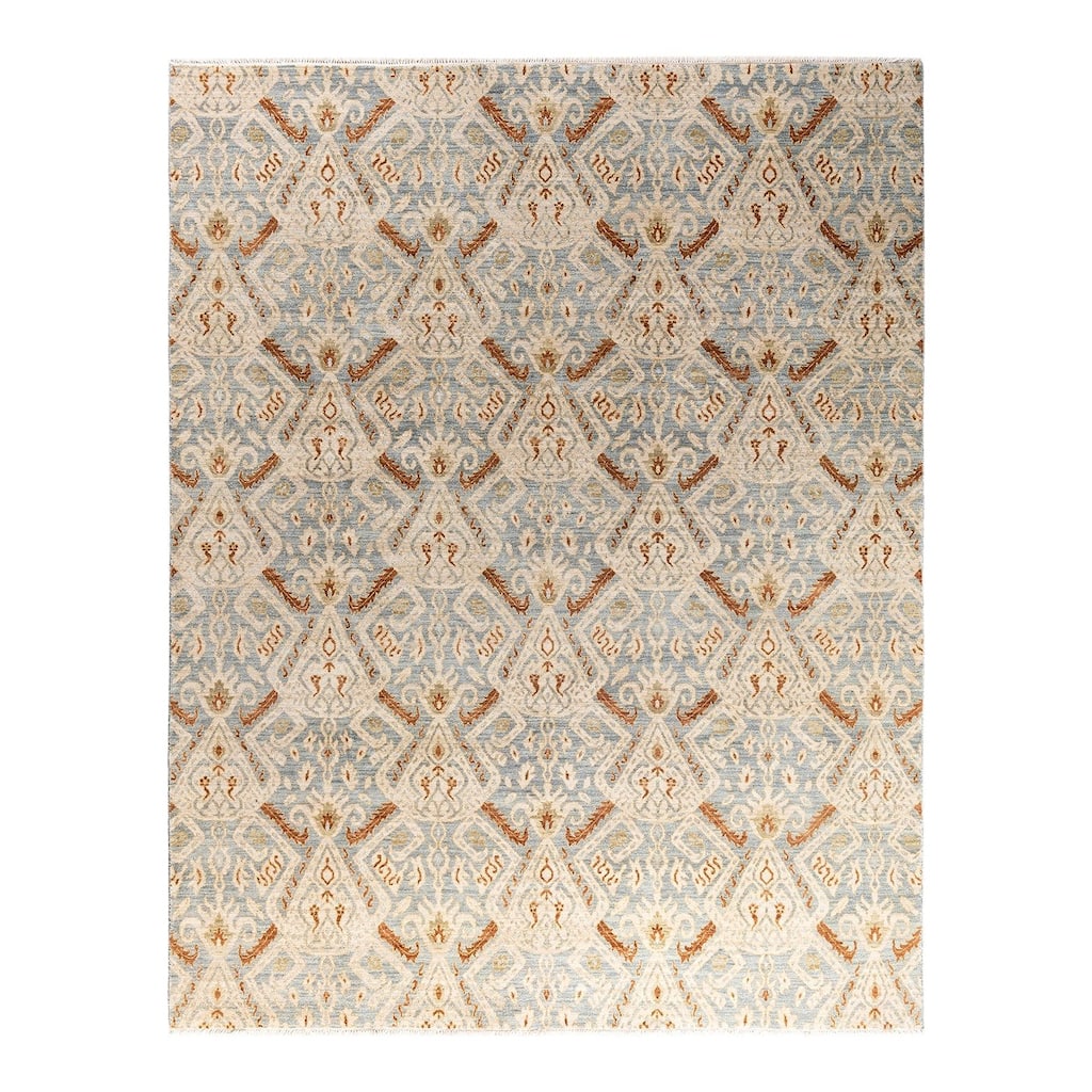 Ikat One-of-a-Kind Hand-Knotted Area Rug - Gray, 8' 0" x 10' 1" - 8' 0" x 10' 1"