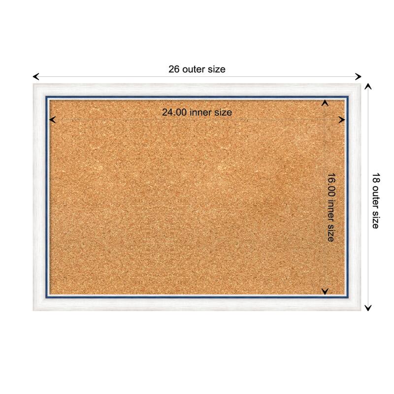 Morgan Wood Framed Natural Corkboard Bulletin Board - Morgan White Blue - Board Size 24x16