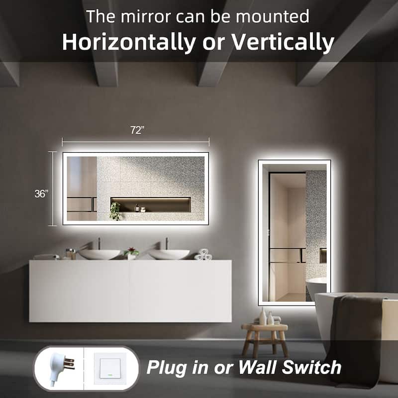 KIOTEE Black Frame LED Bathroom Vanity Mirror with 3 Years Warranty