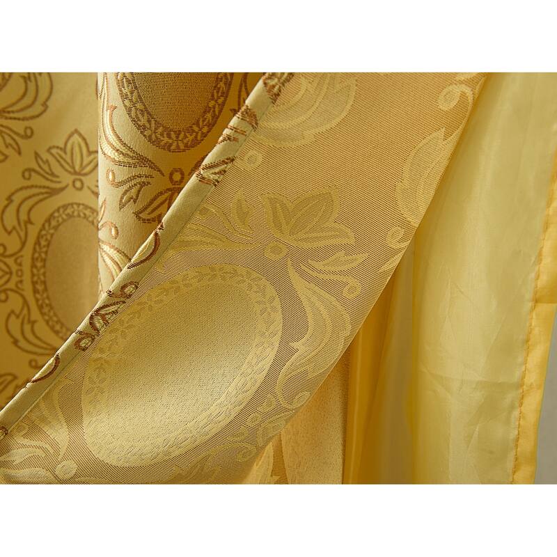 Gracewood Hollow Mabanckou Textured Jacquard Single Rod Pocket Curtain Panel w/ Attached Valance (54 x 84) - 54 x 84 in.