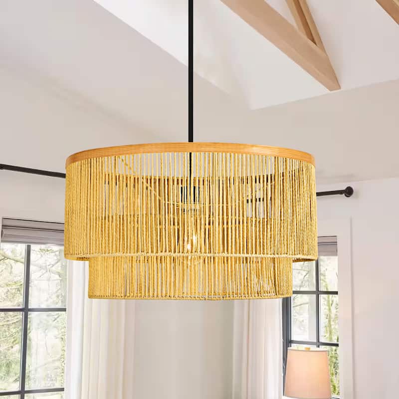 Rattan Drum Chandelier Rattan Pendant Light