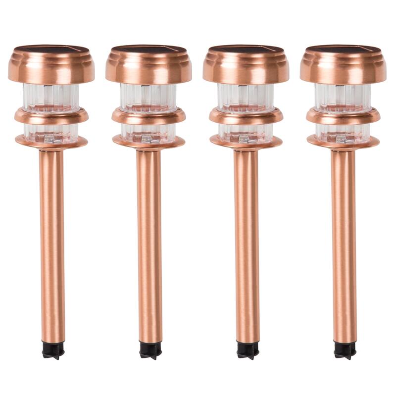 Pure Garden Solar Powered LED Outdoor Stake Spotlight Lights - Set of 4 - N/A
