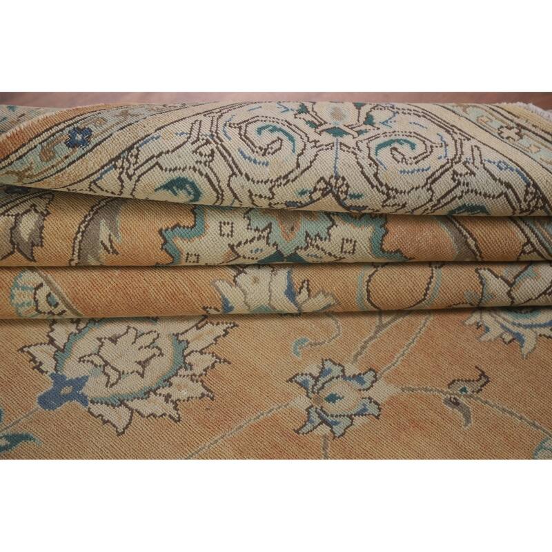 Hand Knotted Oriental 100% Wool Carpet Traditional All-Over Oranges & Rust Tabriz Area Rug - 11' 1'' X 7' 3''