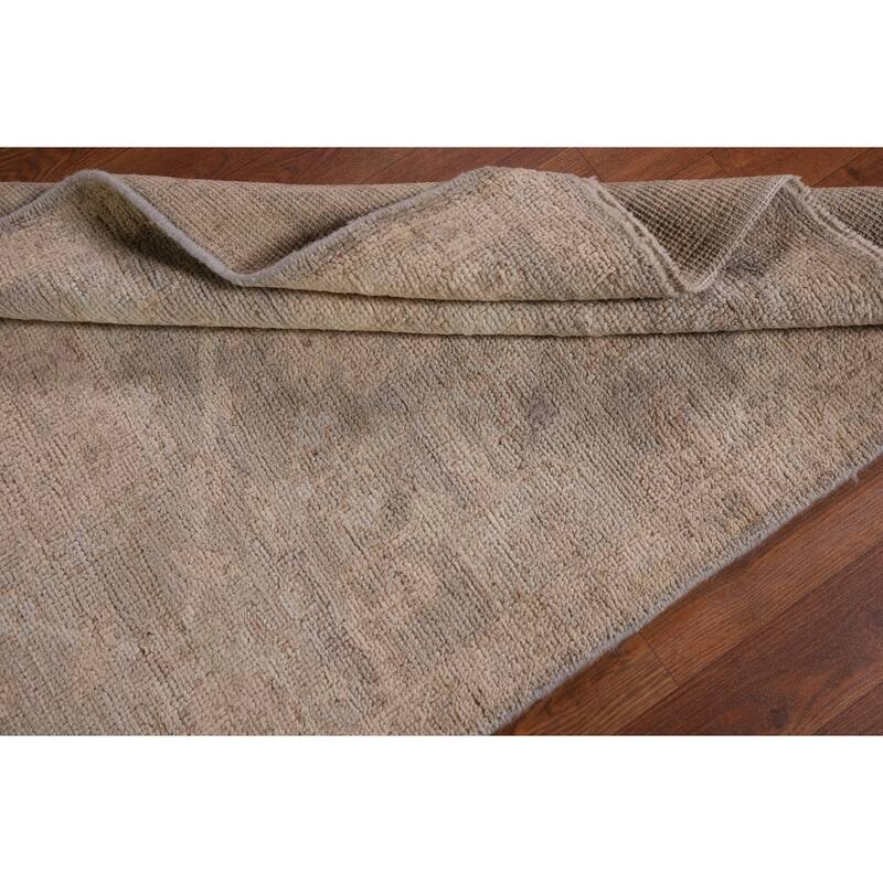 Vegetable Dye Oushak Turkish Runner Rug Handmade Floral Wool Carpet - 2'11" x 9'10"