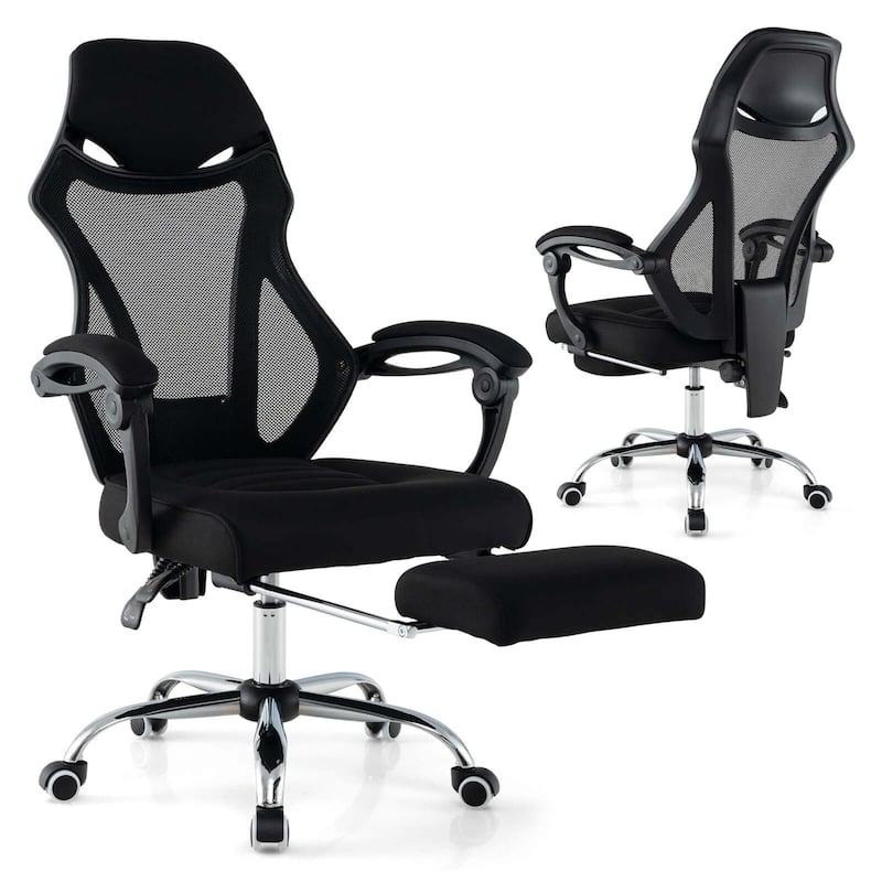 Costway Ergonomic Mesh Office Chair with Footrest Height-Adjustable & - See Details - Black