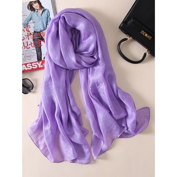 Casual Solid Color Keep Warm Sun Protection Silk Shawl&Scarf - FREE SIZE. Opens flyout.