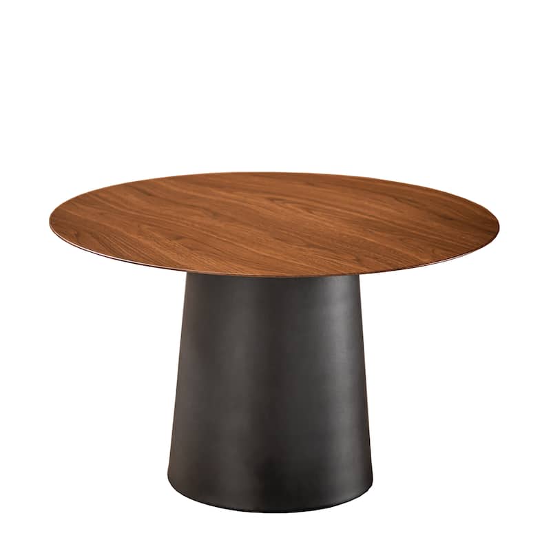 DancyHome Outdoor Mid Century Modern Metal Single Round Coffee Table - 24" - Walnut