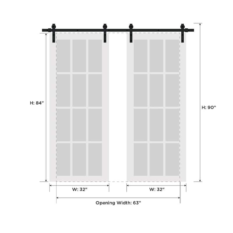 Modern Double Barn Door / Mela 0716 Painted White / 13FT Silver Rail Track Set / Solid Panel Interior Doors