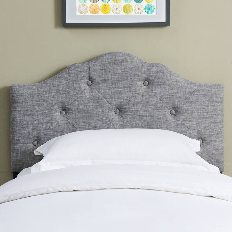 Charlie Upholstered Tufted Round Headboard - Grey - Twin