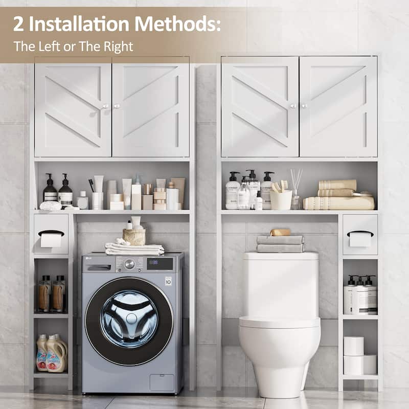 Over-The-Toilet Storage Cabinet with Side Shelves – Adjustable Bathroom Organizer