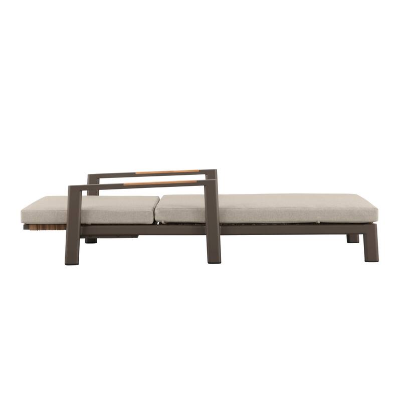 Arlo Teak & Wicker Aluminum Dual-Use Outdoor Chaise Lounge (Set of 2)