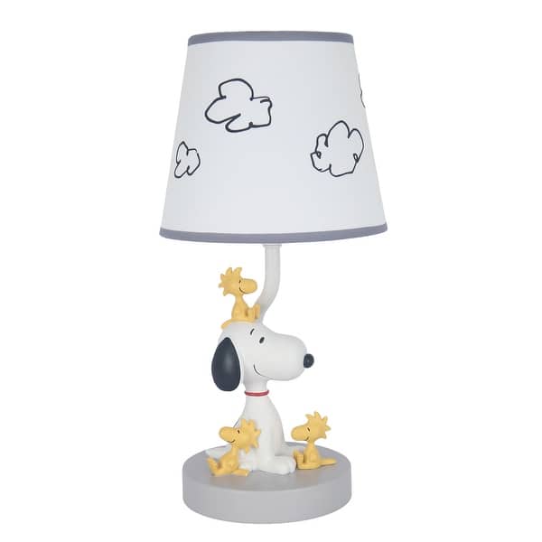 slide 2 of 4, Lambs & Ivy Classic Snoopy & Friends White/Gray Nursery Lamp with Shade & Bulb
