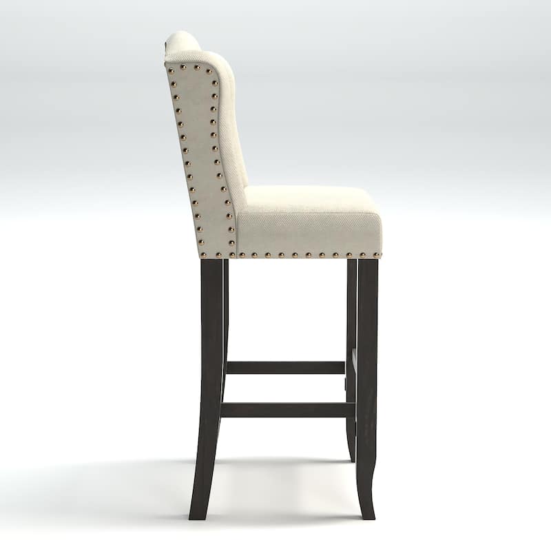Tays Rustic Linen Tufted Bar Height Chairs (Set of 2) by Furniture of America