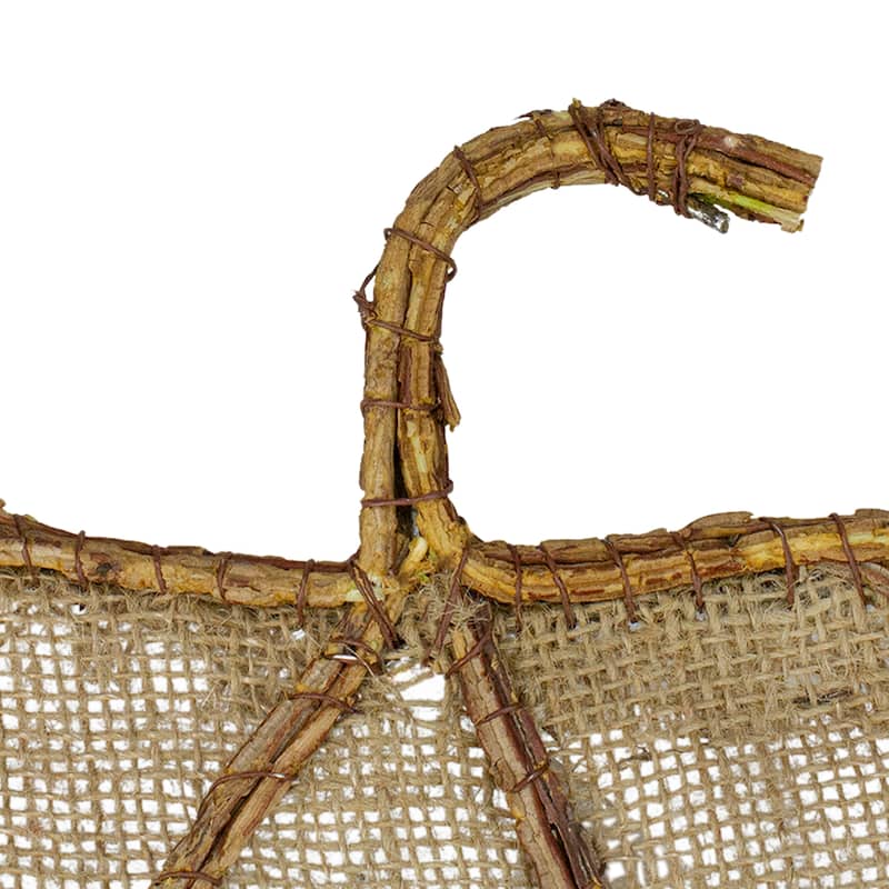 19" Beige Burlap and Vine Pumpkin Fall Harvest Wall Hanging