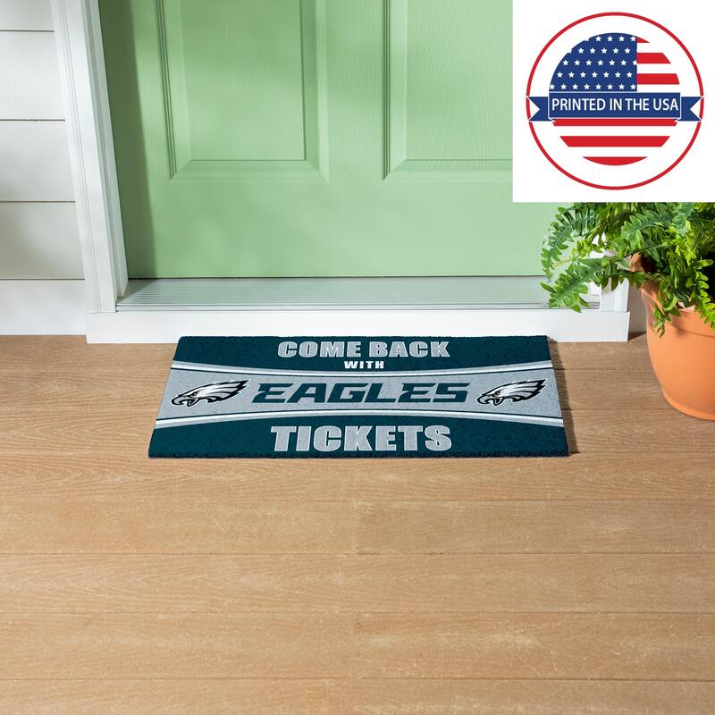 Philadelphia Eagles 28 in. x 16 in. PVC "Come Back With Tickets" Trapper Door Mat