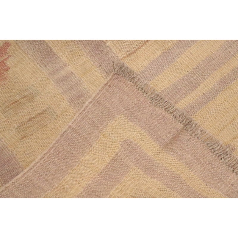 Hand Woven Oriental 100% Wool Carpet Southwestern Tribal Yellow & Gold Kilim Area Rug - 8' 10'' X 6' 4''