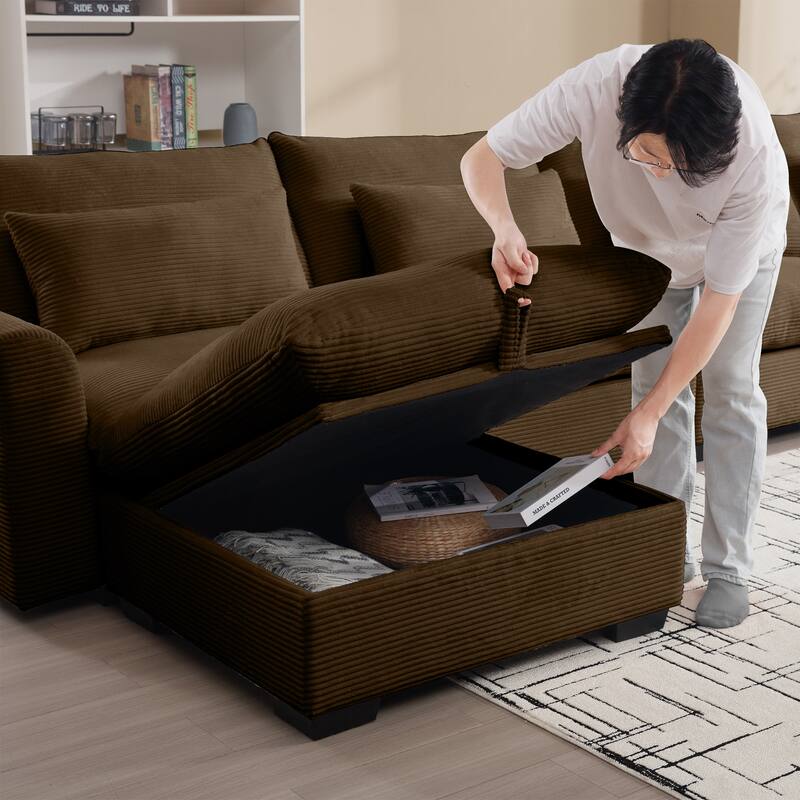 GDFStudio - Marlow Corduroy Fabric Ottoman with Storage