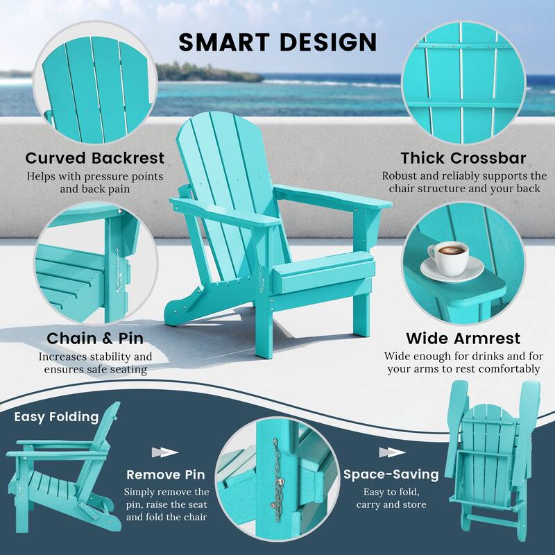 Laguna Outdoor 5-Piece Adirondack Chair With Round Coffee Table Conversation Set