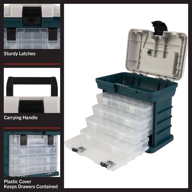 Portable Tool Box - Small Parts Organizer with Drawers and Customizable Compartments for Hardware, or Crafts by Stalwart