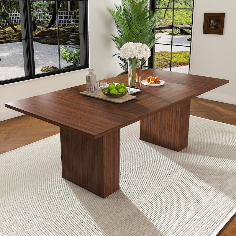 Dining Table with Built-In Storage, Meeting Table Kitchen Table with Wood Veneer, Scratch-Resistant Home Office Table